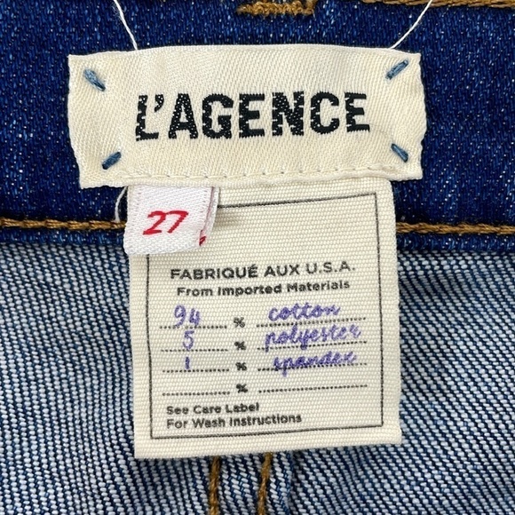 L'agence Jeans Women's 27 Blue Faded Denim Straight Medium Wash Cropped - Picture 9 of 12